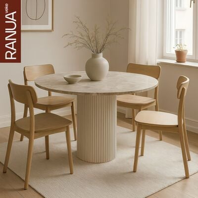 Taimi pyöreä ruokapöytä Ø100 cm marmori matta latte/sammal